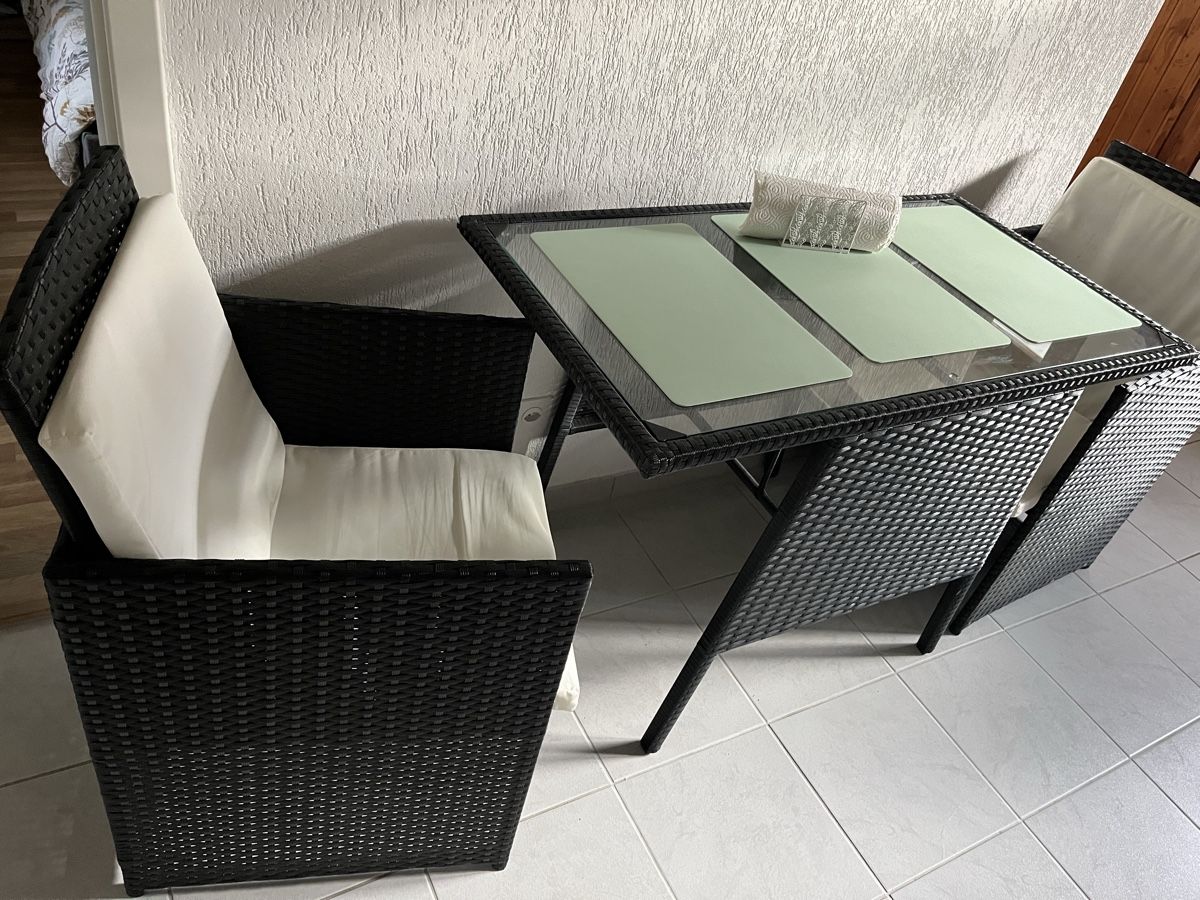 Tischset: Gartentischset Polyrattan schwarz mit Glasplatte – Gebraucht aus Susten von eli_8z6c