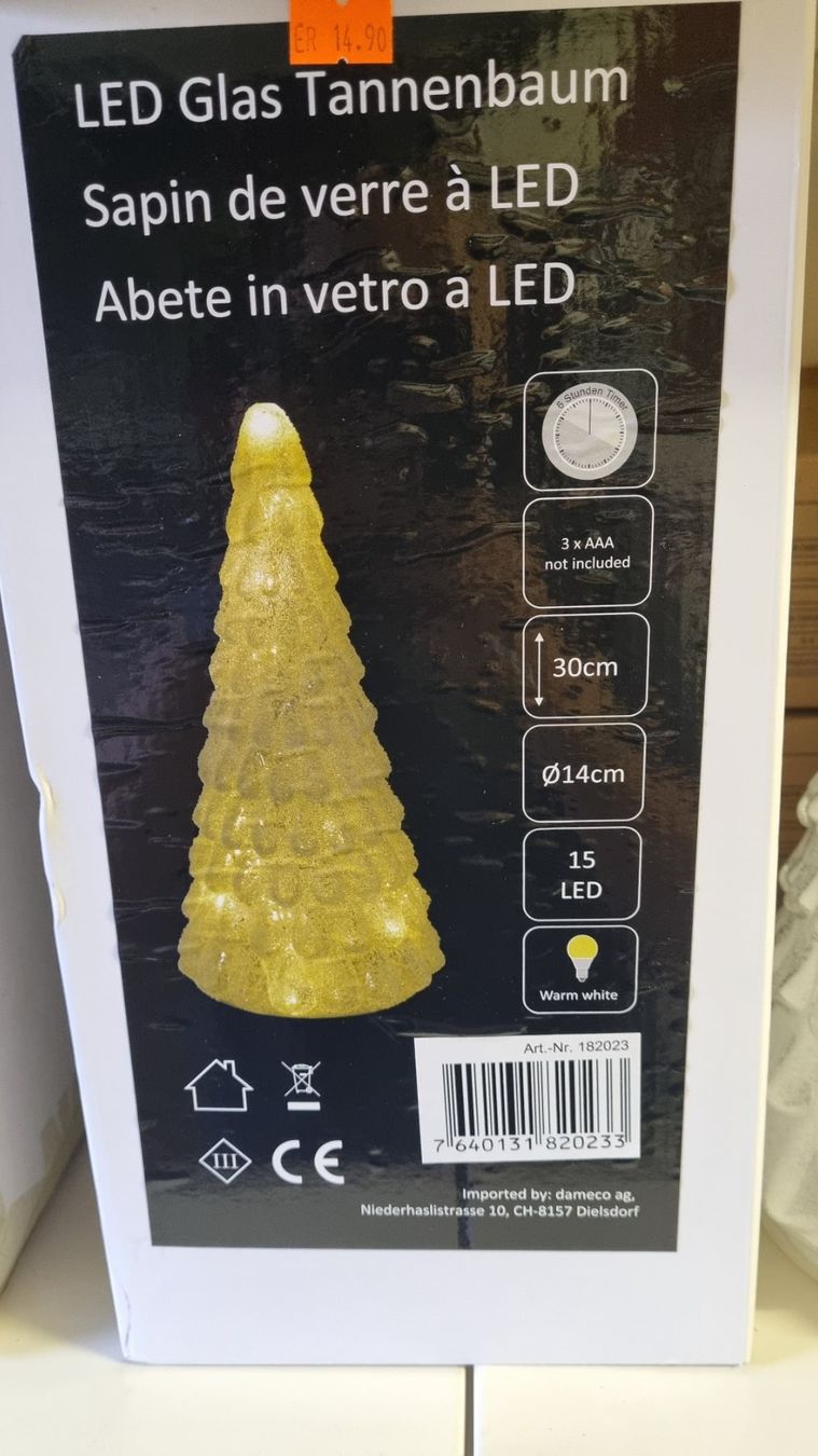 Tutte le decorazioni: Neu LED Glas Tannenbaum – Nuovo e nell'imballaggio originale da Oftringen venduto da Leleni