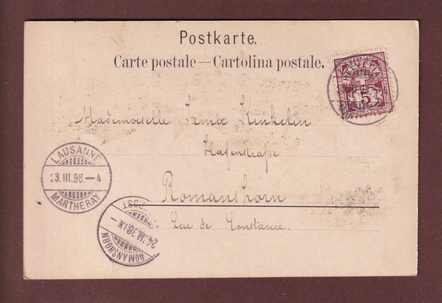 Cartoline postali: Château de CHILLON et Montreux - 1898 – Usato da Pully venduto da nicecards 1