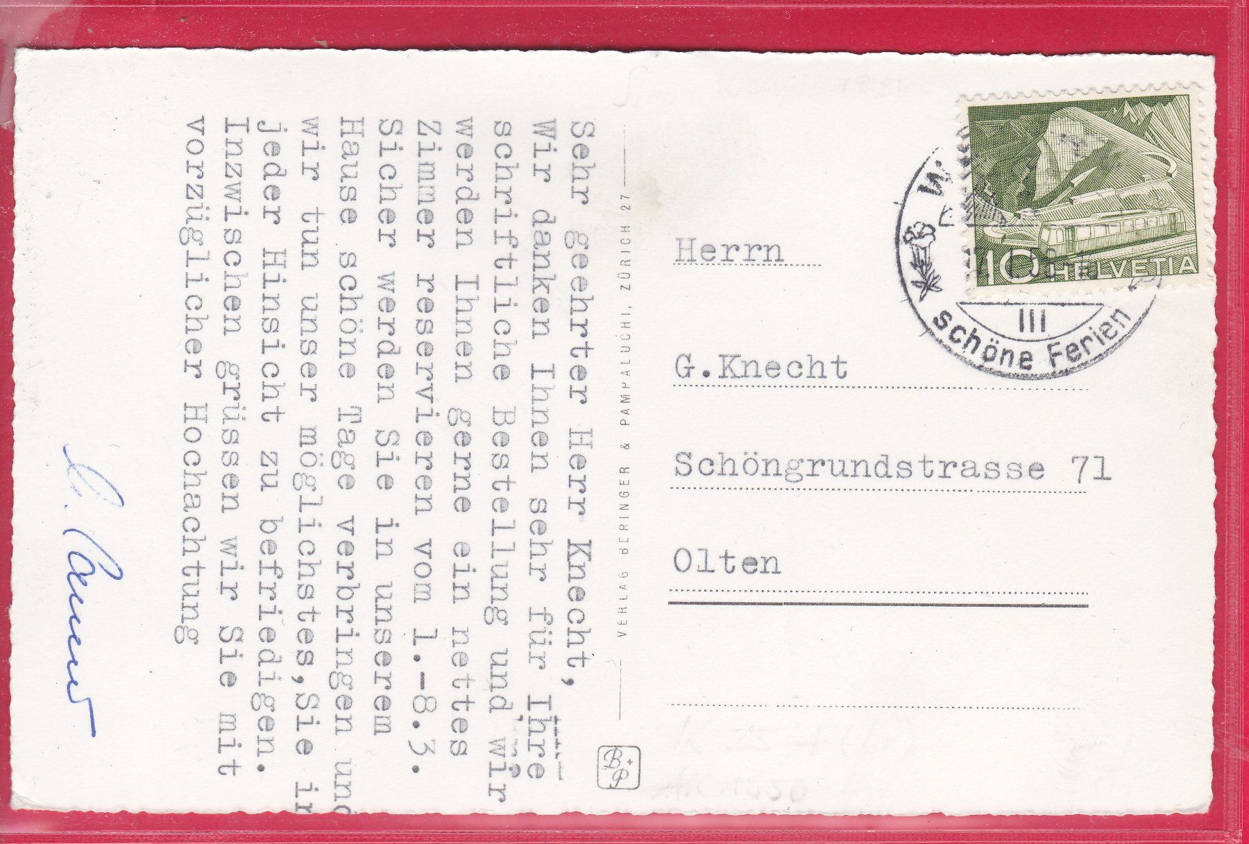 Cartoline postali: WENGEN, MÄNNLICHEN-BAHN, 17.1.1958 – Usato da Oberrieden venduto da Gebirgsstelze 1