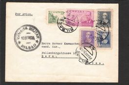 Zensur:Flugpost Spanien - Bern , 19.4.1935