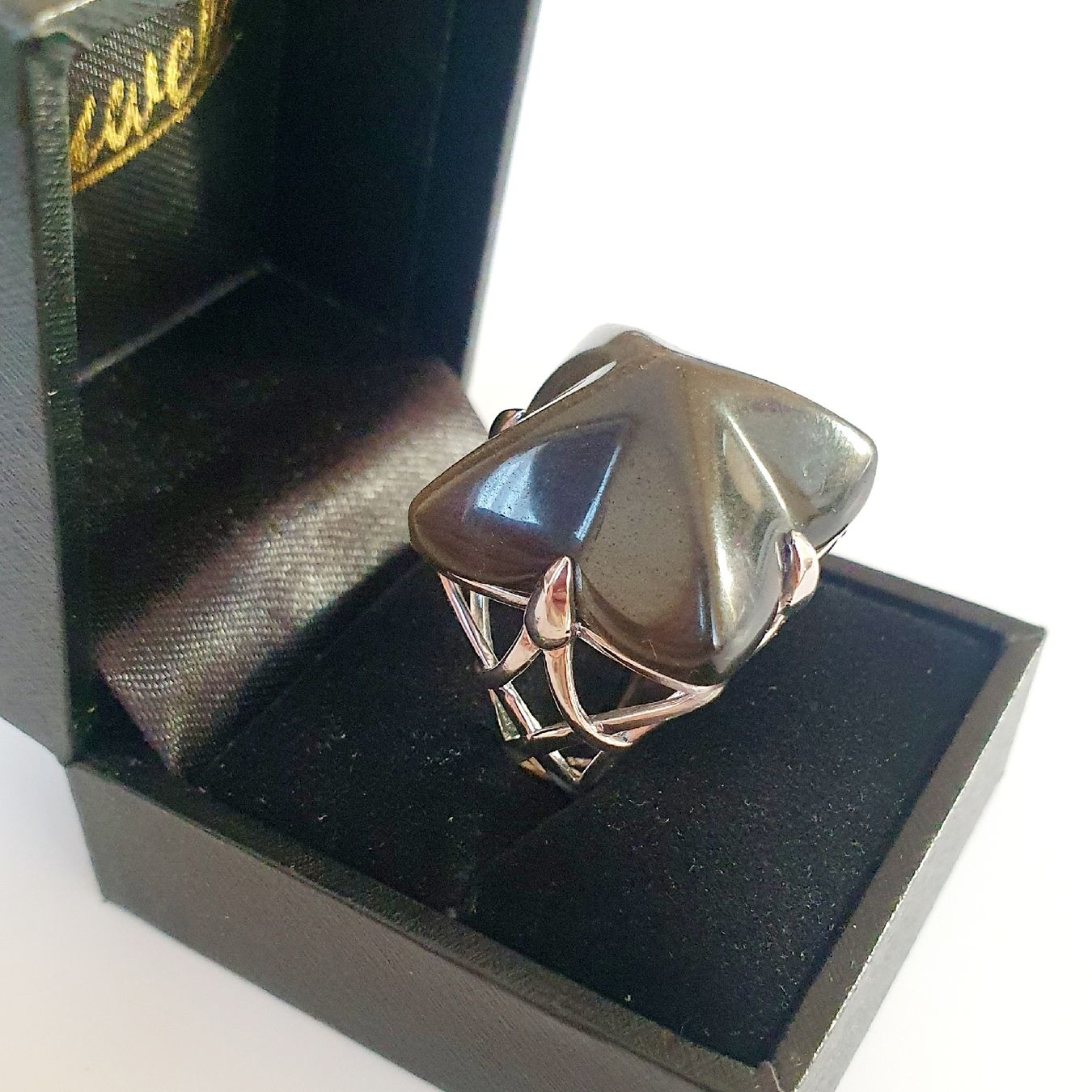 Anelli: Modischer Obsidian-Ring, Silber 925, Grösse 17.8 mm – Usato da Kreuzlingen venduto da Wunderkiste123 4