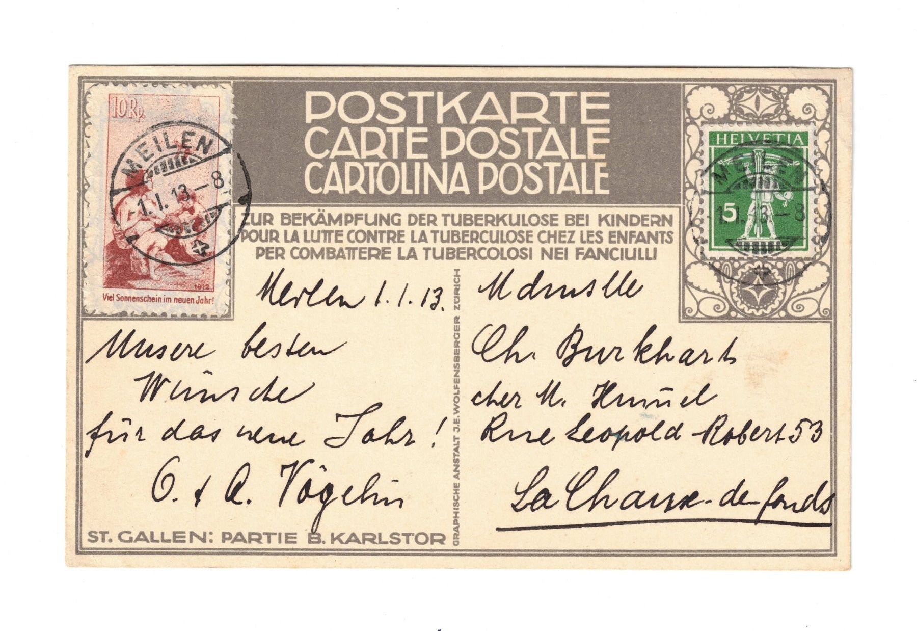Tutti i francobolli: PJ Vorläufer deutsch auf Postkarte – Usato da Bottmingen venduto da Golferin