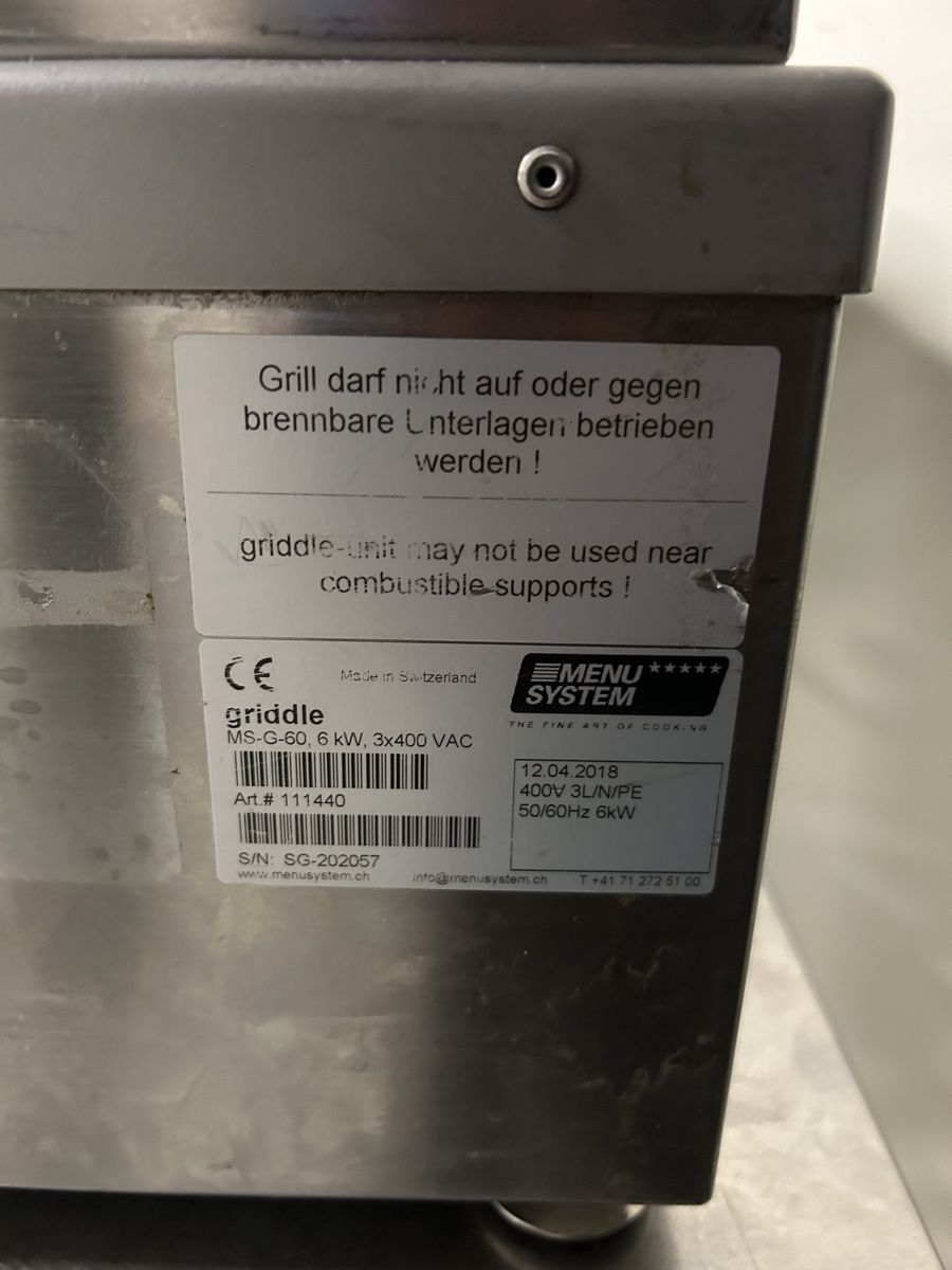 Griglie: Griddle MENU SYSTEM MS 6-60 6kW 400VAC stainless steel – Usato da Hausen AG venduto da tosiba2 3