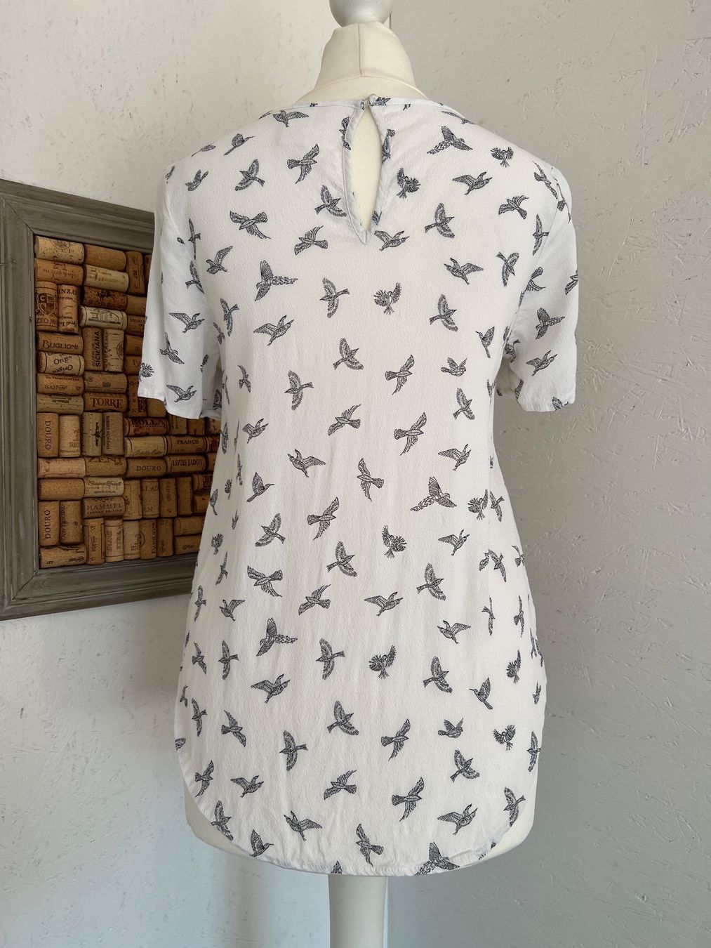 H&M Camicette: H&M - Sommer Bluse kurzarm - 34 - mit Vogelprint – Usato da Büetigen venduto da Jabo 1