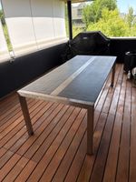 Gartentisch 220x100 Edelstahl mit dunklem Granit