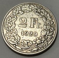 2 Franken - stehende Helvetia - 1920 B (Silber .835)