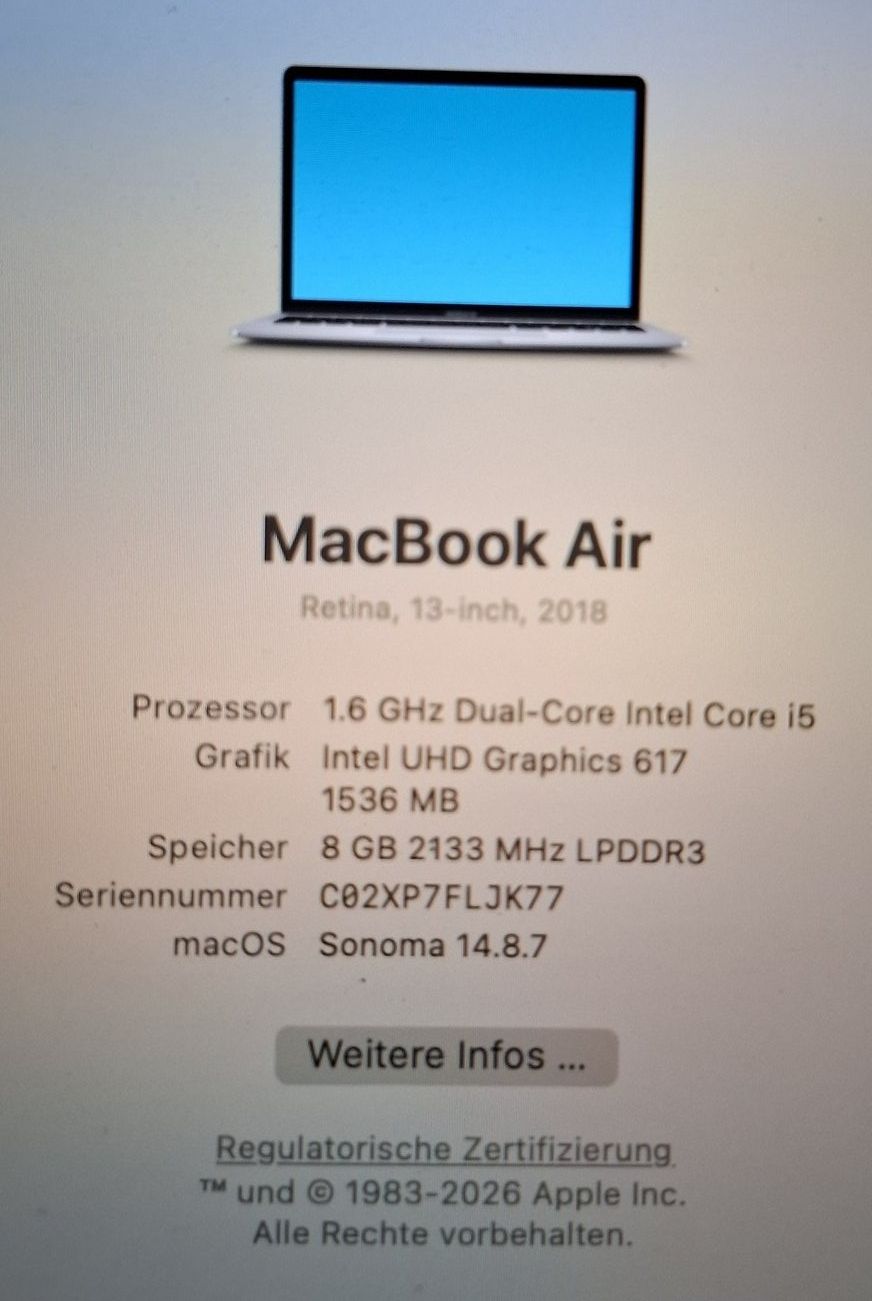 Apple Notebook: MacBook Air 2018 (Intel Core i5; Sonoma) – Usato da Liebefeld venduto da Fireball85 1