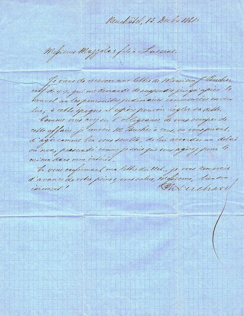 Autografi: Philippe Suchard 1797-1884 Schokolade Autograph Brief 1865 – Usato da Bischofszell venduto da Gottselig