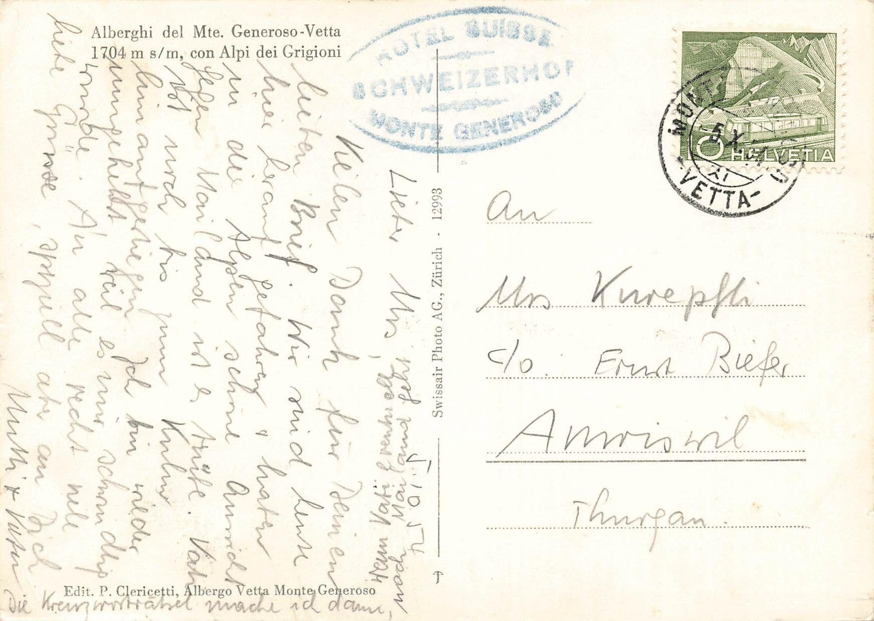 Cartoline postali: Monte Generoso G – Usato da Biasca venduto da Blenio71 1