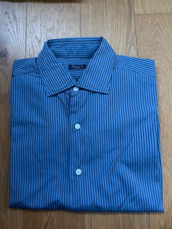 Finamore 1925 Herren Hemd  blau gestreift Grösse 42