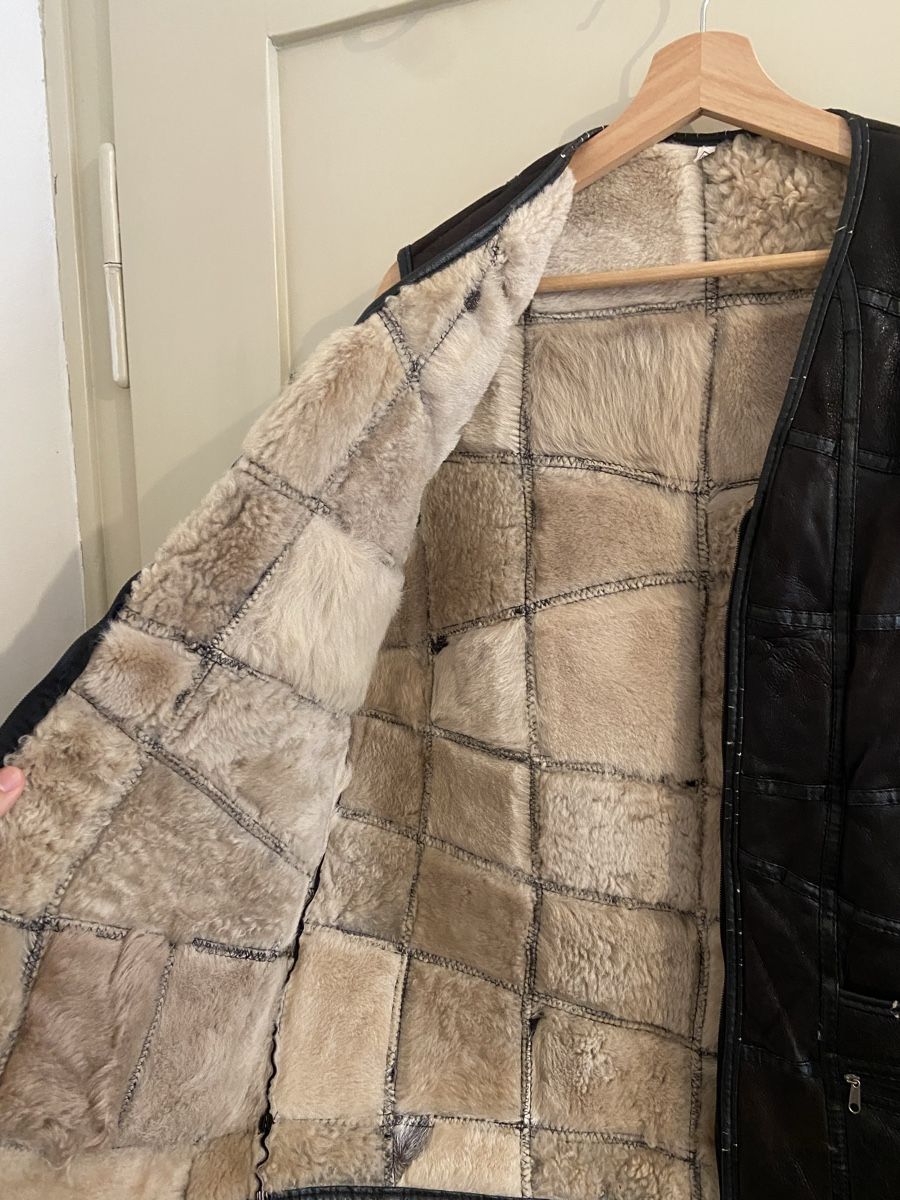 Gilets: Braune Leder-Weste mit Fell-Futter – D'occasion à Zürich par luc_8sdm 7