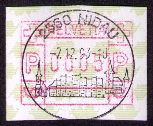Tutti i francobolli: ATM 9_Werbe-VO 2560 NIDAU_7.12.93 – Usato da Marthalen venduto da Ch_quality