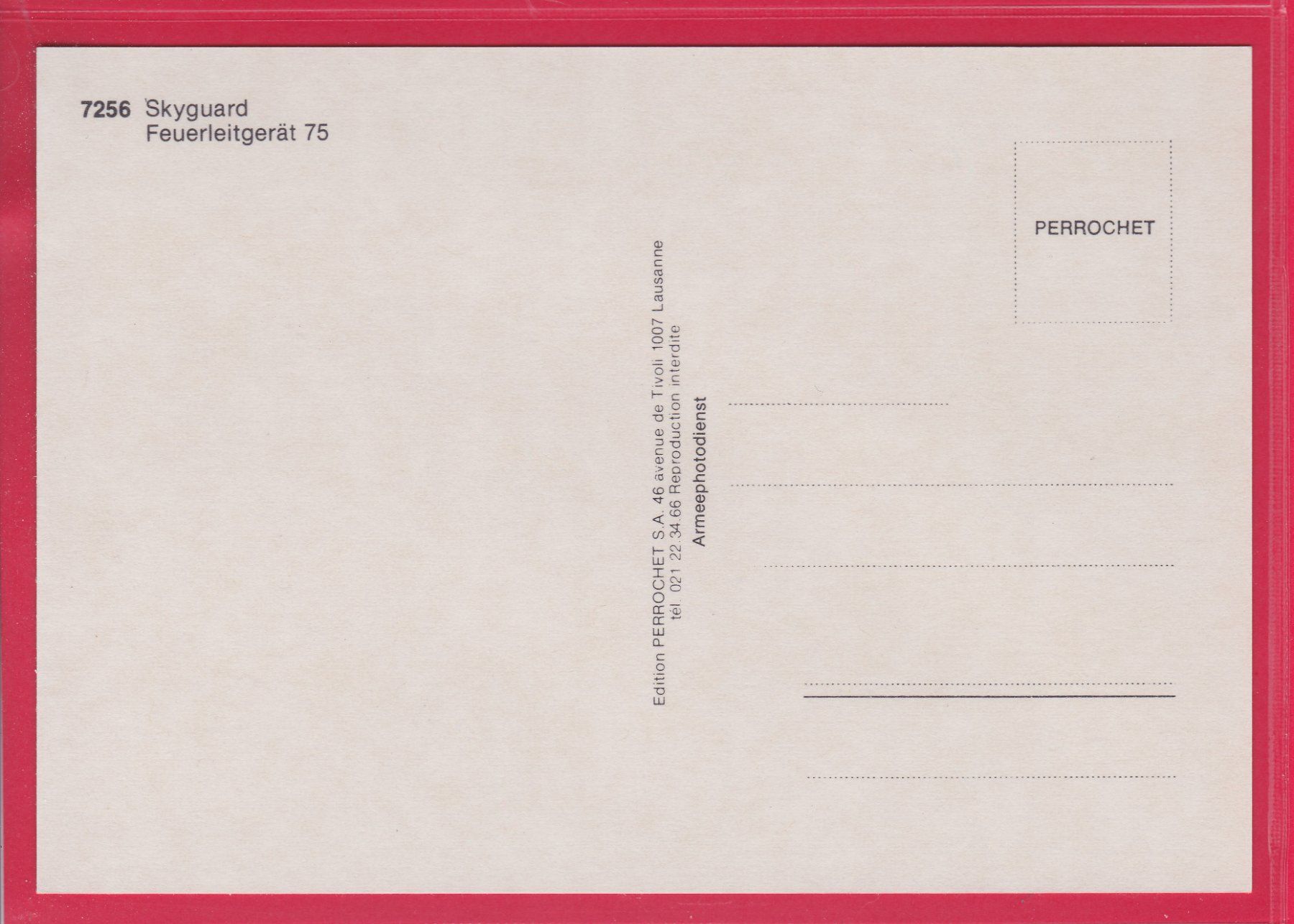 Cartoline postali: SKYGUARD FEUERLEITGERÄT 75 – Usato da Oberrieden venduto da Gebirgsstelze 1