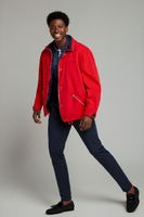 Rote Outdoor-Windbreaker-Jacke mit Karofutter - Größe L