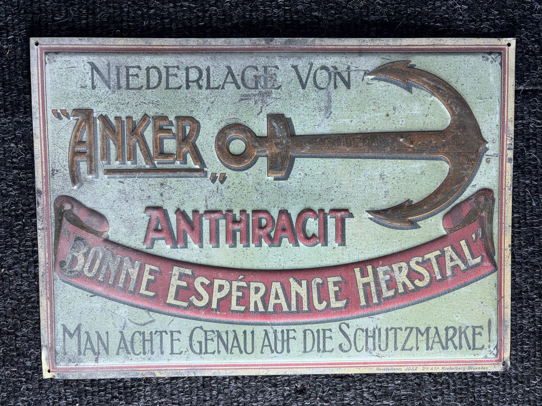 Insegne: Blechschild antik Anker Anthrazit verblasst um 1915 – Usato da Hinwil venduto da DaniBachman