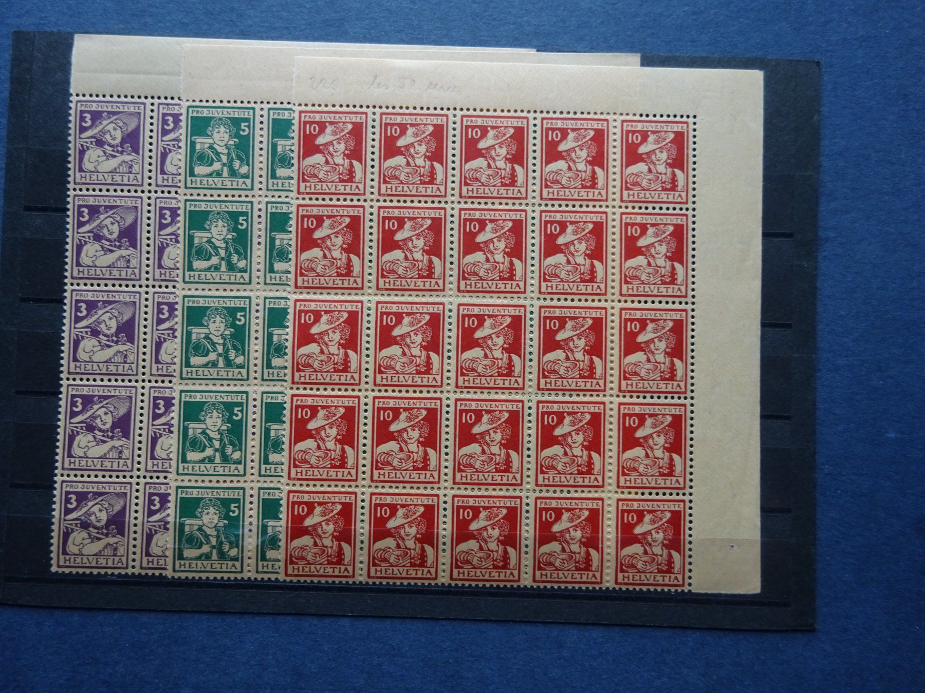 Alle Briefmarken: 1916 Pro Juventute im 25er Block postfrisch** – Gebraucht aus Appenzell-Steinegg von adi1975