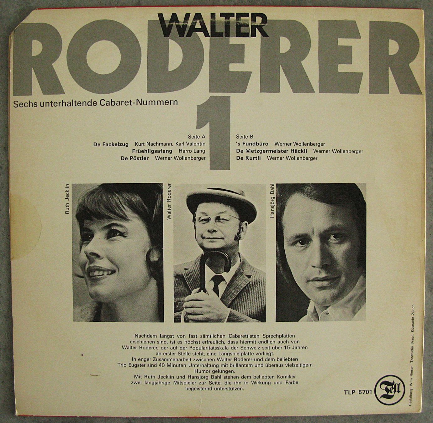 Dischi in vinile: WALTER RODERER "1" LP in VG++/EX – Usato da Monthey venduto da Pingmub 2