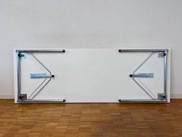 Klapptisch weiss, Metallgestell verchromt 220x77cm