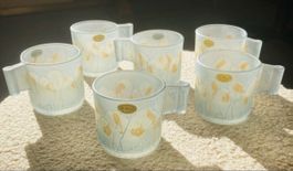 6 tasses en verre peintes à la main