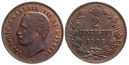 Italien, 2 Cents 1908 Roma