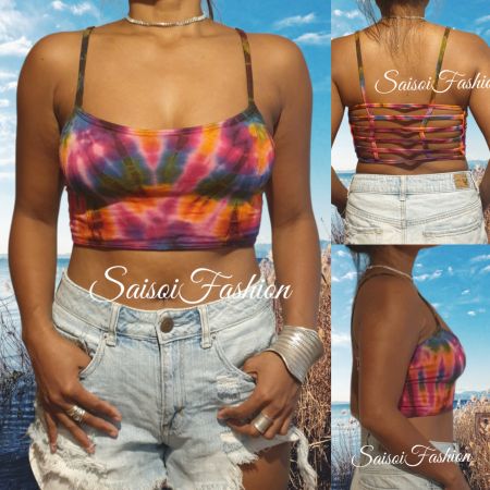 Sommer Batik Boho,Goa,Hippie,Yoga CropTank Festival Top XS-L