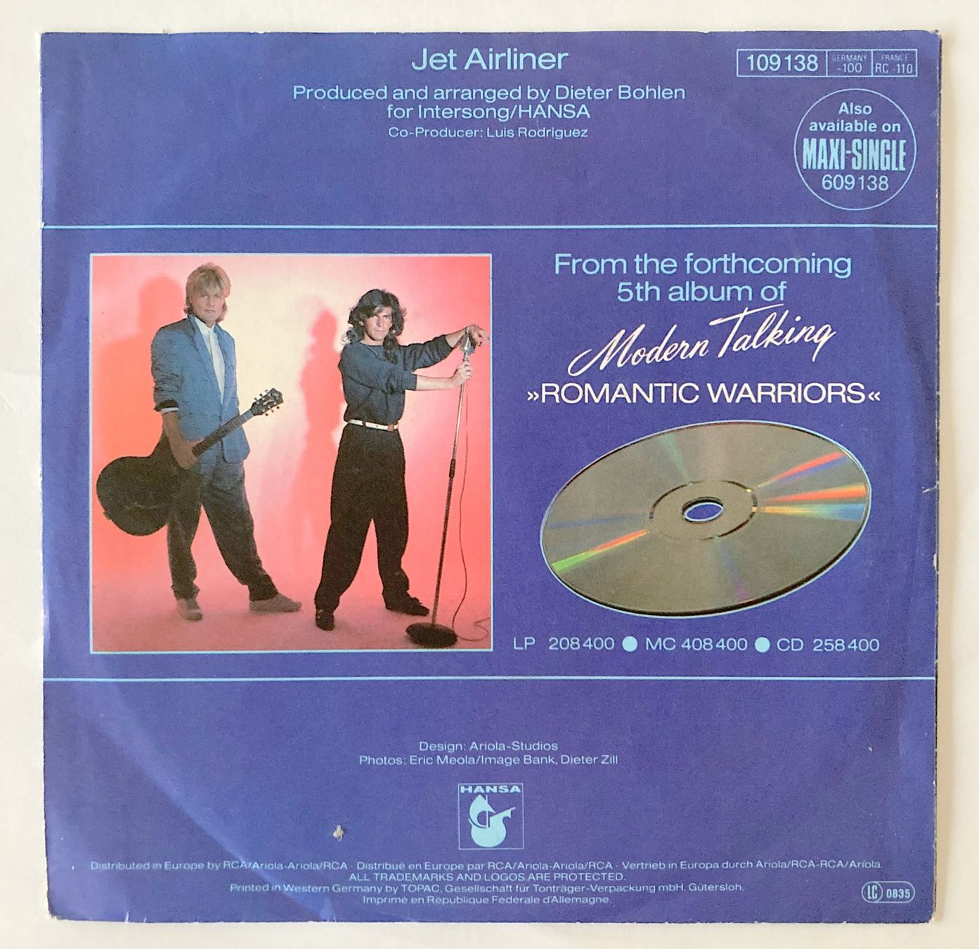 Schallplatten: MODERN TALKING - JET AIRLINER – Gebraucht aus Bottens von hotter-than-hell 1