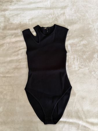 Maje Asymmetrical Ribbed Bodysuit – Size 2 – Black