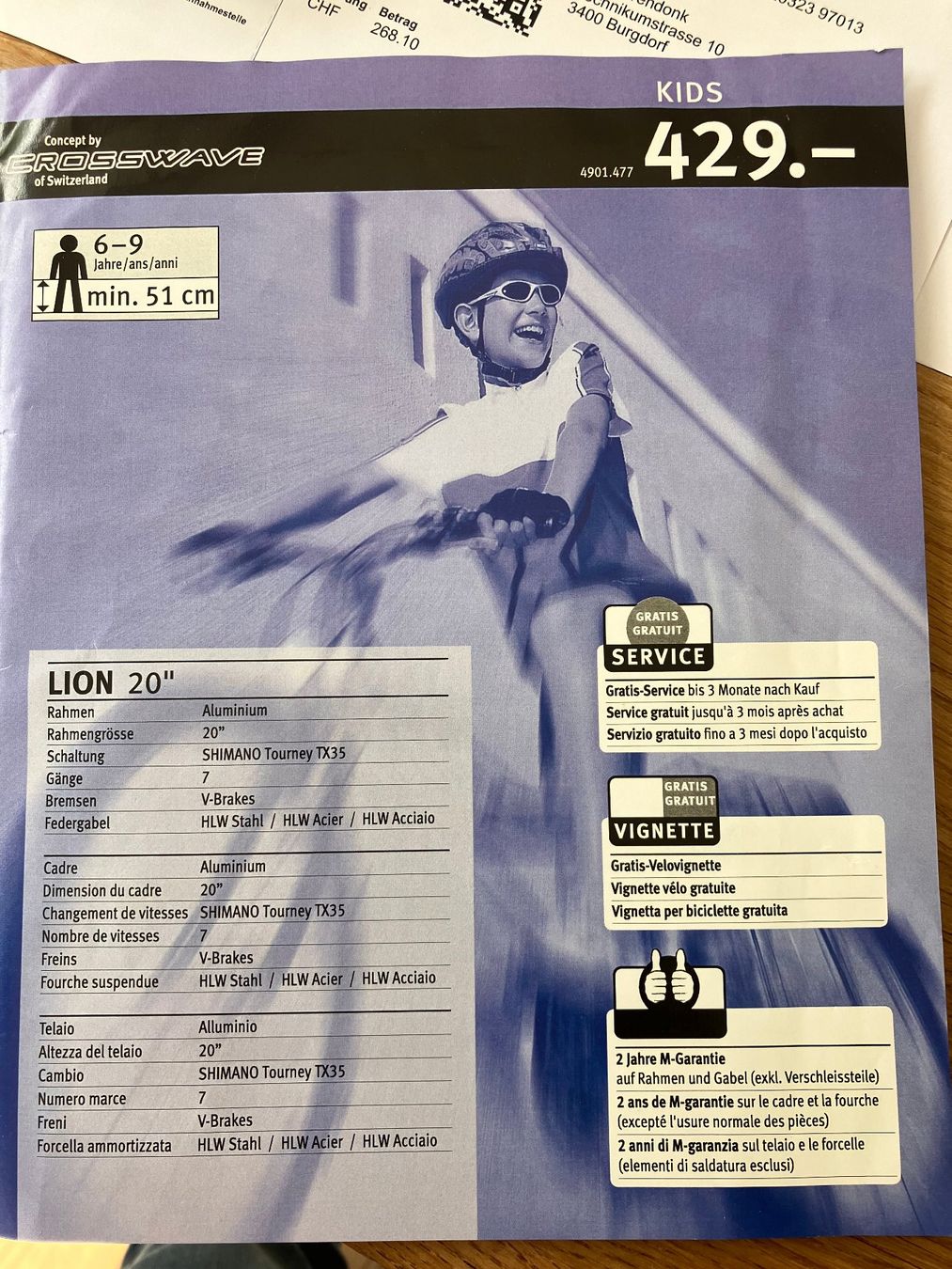 Crosswave Biciclette: Kindervelo croswave Lion Rahmengrösse 20'' – Usato da Burgdorf venduto da Sole05 7