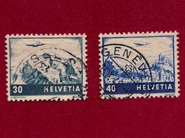 CH Flugpost F43-44 gestempelt kplt. Serie schöne Stempel