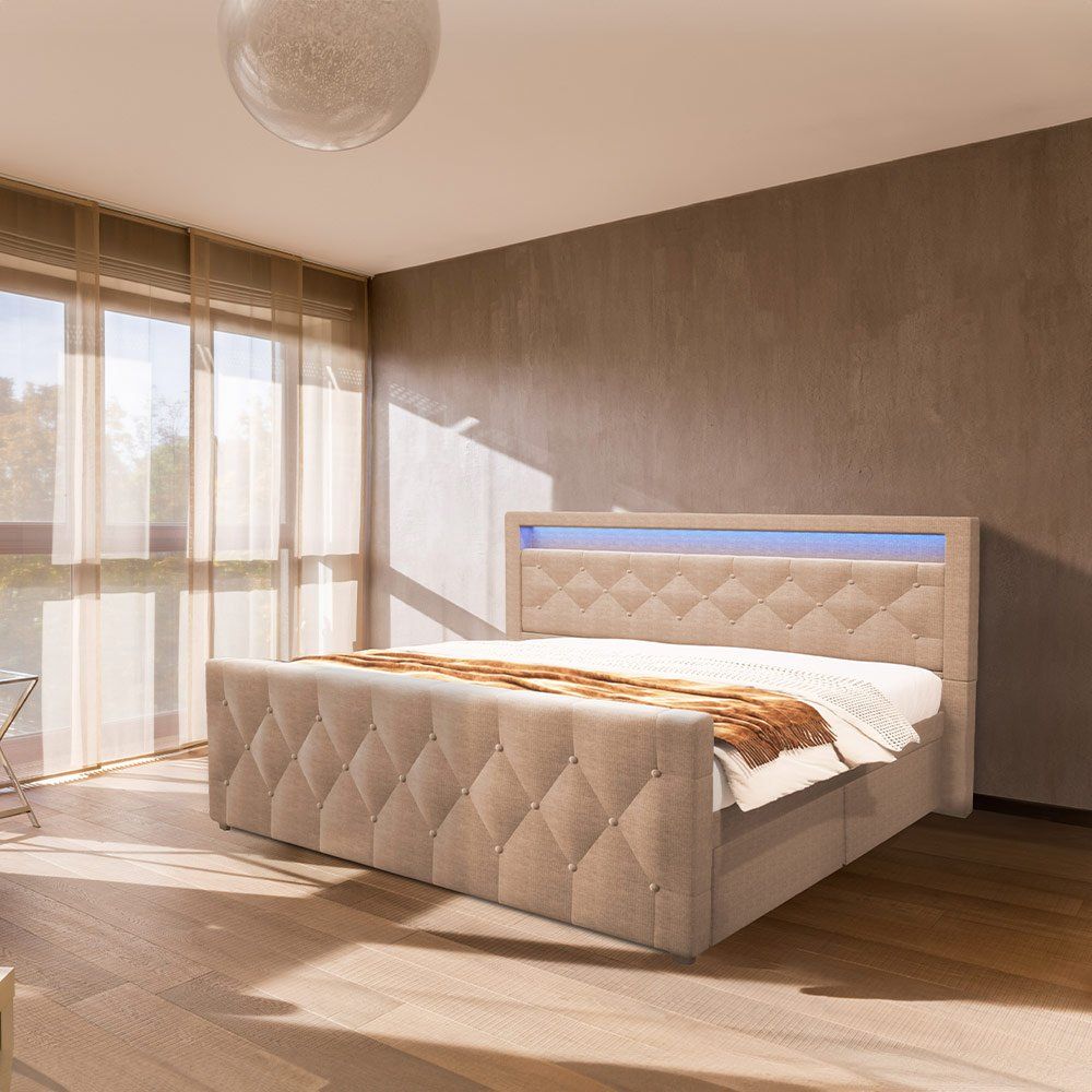 Letti: LED Polsterbett VERA - 180x200cm - Beige – Nuovo e nell'imballaggio originale da Wallenwil venduto da toesstal-vertrieb