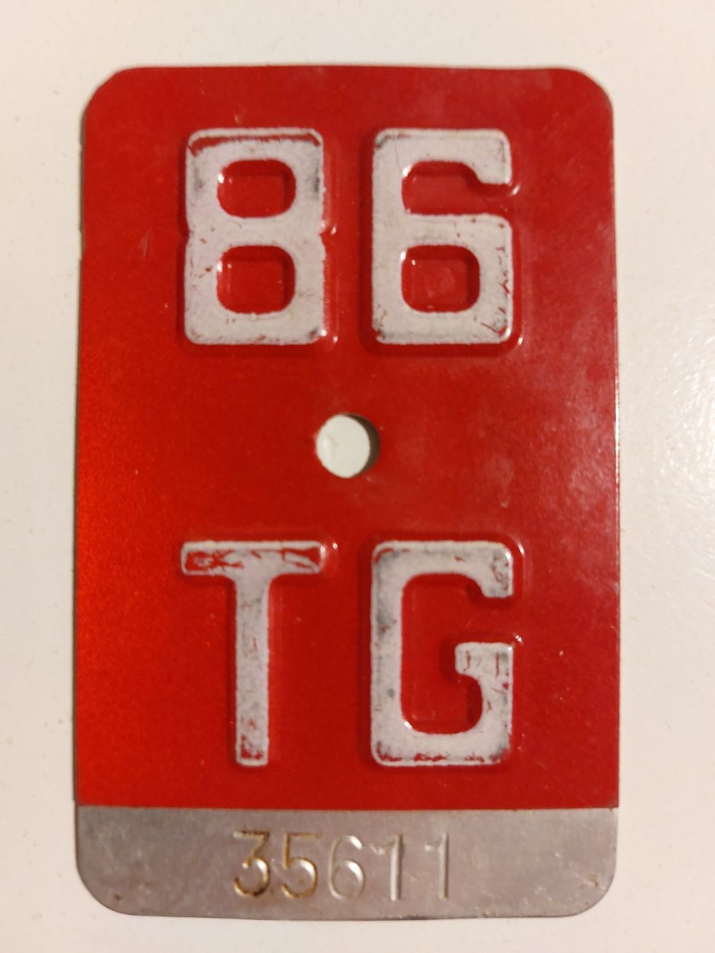 Sachs Insegne: Velonummer TG 86 plaque Velo – Usato da Schenkon venduto da Uhu007