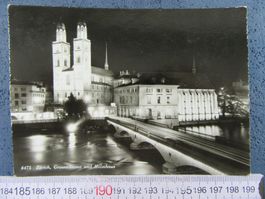 ZÜRICH GROSSMÜNSTER HELMHAUS BY NIGHT ZH AK 1956
