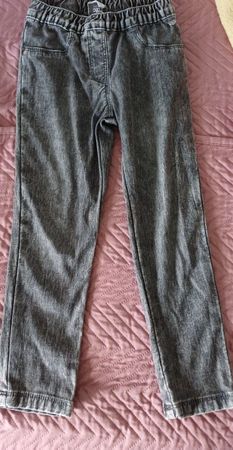 Jeans Hose grau Acid Wash elastischer Bund 