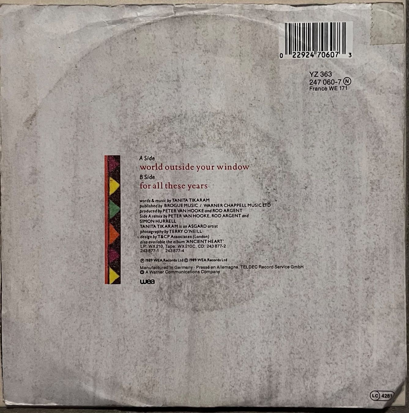 Schallplatten: TANITA TIKARAM - WORLD OUTSIDE YOUR WINDOW – Gebraucht aus Bussigny von vinyl-pas-cher 1