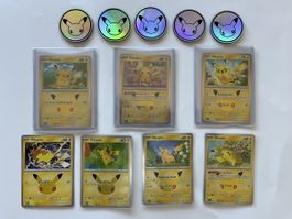 Pikachu Set 30th Anniversary 7 Cards 5 Coins celebrations 