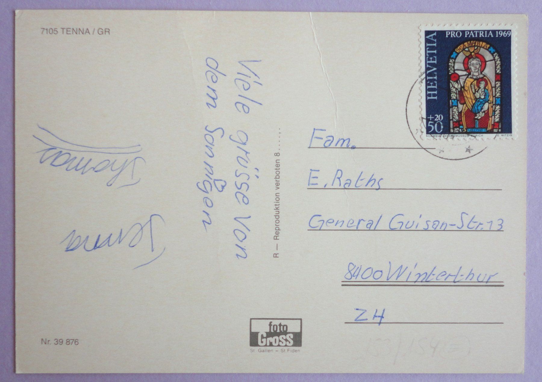 Cartoline postali: Tenna / GR – Usato da Fétigny venduto da Billy2miny 1
