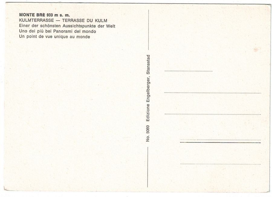Cartoline postali: Monte Bré, Kulmterrasse, um 1960 – Usato da Frauenfeld venduto da POML 1