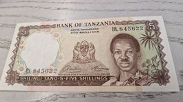 Bank of Tanzania 5 Shillings 1966 