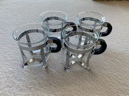 4 neuwertige Bodum Chambord Teetassen Edelstahl 80er Vintage