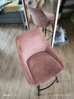 Barhocker aus weichem lila Samt x2