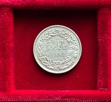 Schweiz 1/2 Silber-Franken 1957 vzgl - unz Stehende Helvetia