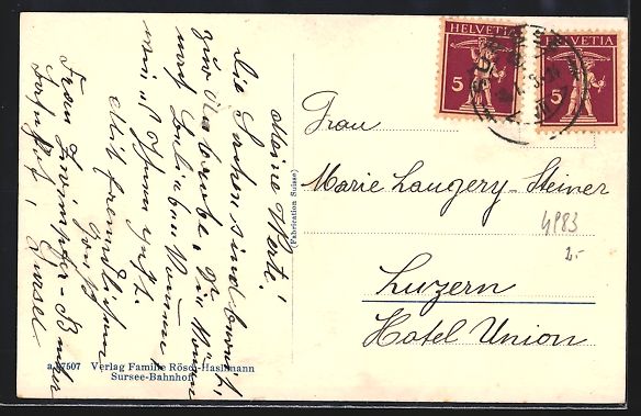 Cartoline postali: Sursee, Frontalansicht des Schulhauses – Usato da Berlin venduto da bartko-reher 1