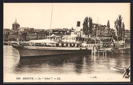 AK Geneve, Salondampfer Suisse im Hafen