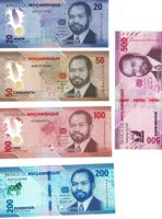 Mozambique Set 5 Stk 20 - 500 Meticais P155-P159 UNZ