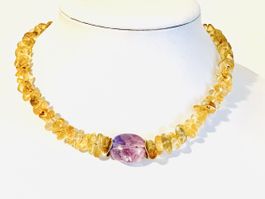 Citrine & Amethyst Necklace - Gold Plated 