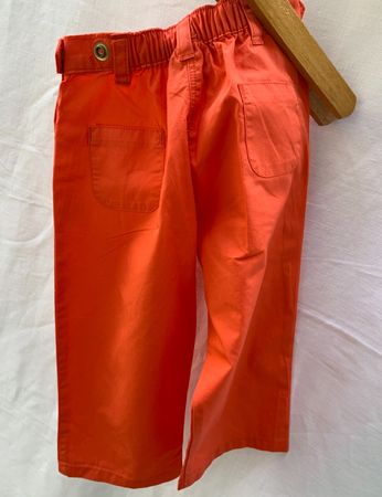 Superbe petit pantalon coton lisse orange PETIT BATEAU t.74