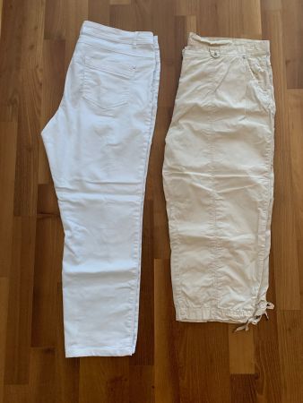 2 Sommerhosen XL: weisse Hose / beige 3/4tel Hose
