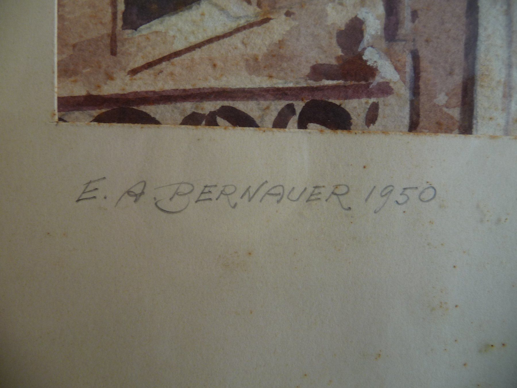 Dipinti: SIGNIERT E. A. BERNAUER 1950 - BLICK VOM BASLER MÜNSTER – Usato da Aesch BL venduto da Imoonlight 2