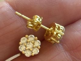 Luxus Elegante Zirkonia Ohrstecker Farbe: Gold/Weiss